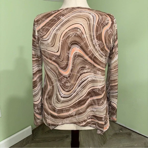 La Khaki Y2K Long Sleeve Sweetheart Neck Asymmetrical Blouse Fairy Women’s Sz 3X - Picture 2 of 7